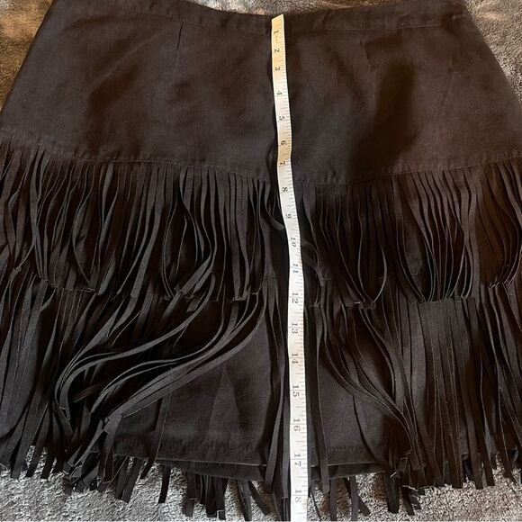 Black Fringe Mini Skirt - Picture 4 of 10